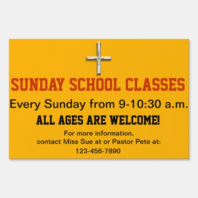 Sunday School Classes Yard Sign (Front)