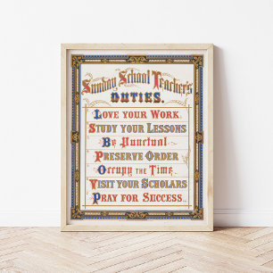 Sunday School Teacher’s Duties Louis Prang & Co. Poster
