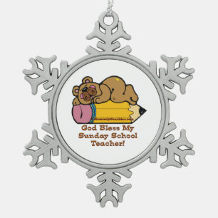 Sunday School Teacher Snowflake Pewter Christmas Ornament