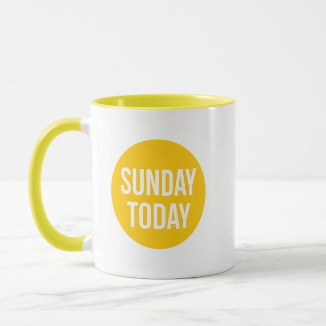 sunday today mug, Yellow Sunday today coffee Mug (Left)