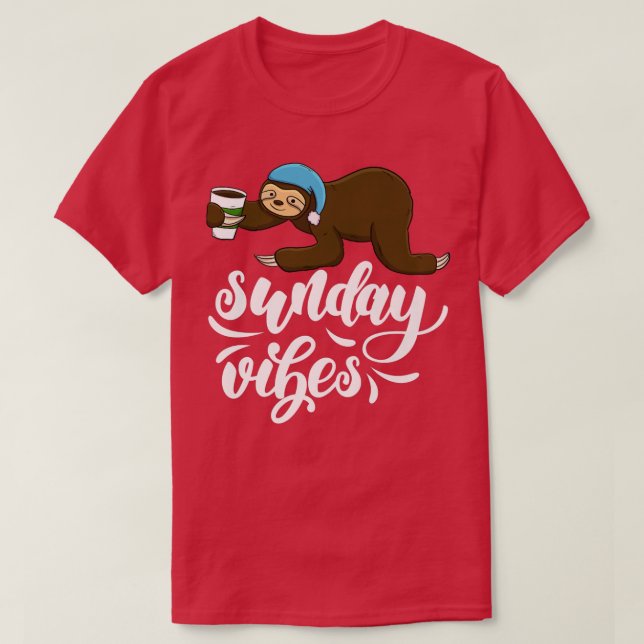 Sunday Vibes Funny Sleepy Head Sloth Love Women Pi T-Shirt (Design Front)