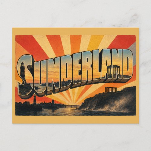 Sunderland England Coastal Vintage Travel Art Postcard