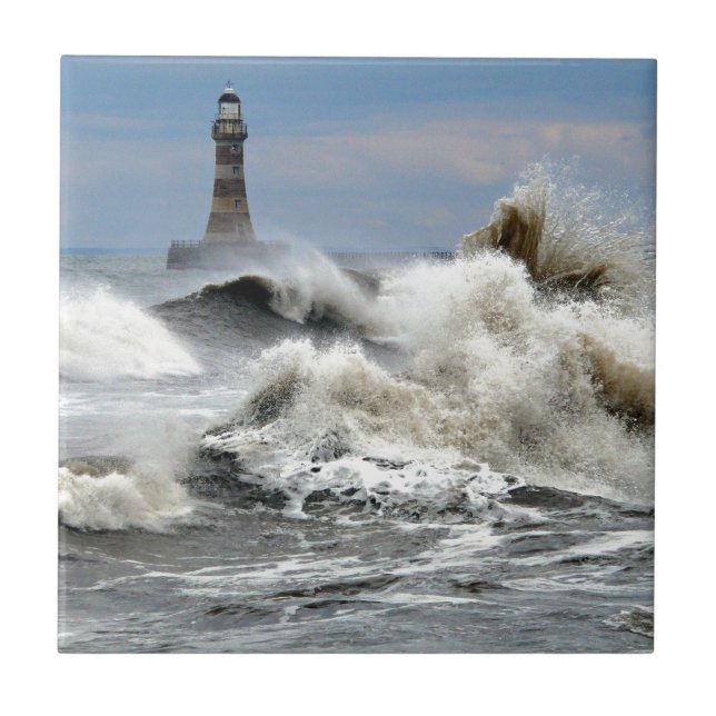 Sunderland - Roker Pier & Lighthouse Ceramic Tile (Front)