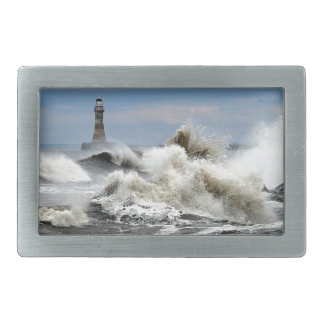 Sunderland - Roker Pier & Lighthouse Rectangular Belt Buckle (Front)