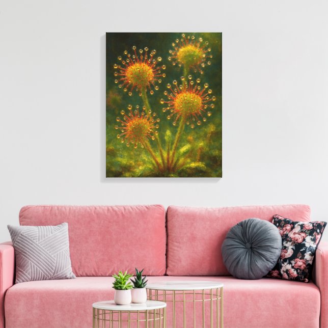 Sundew: Toxic Elegance Impressionist Art Canvas Print (Insitu(LivingRoom))