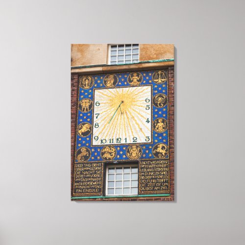 Sundial Clock On Building Germany Canvas Print