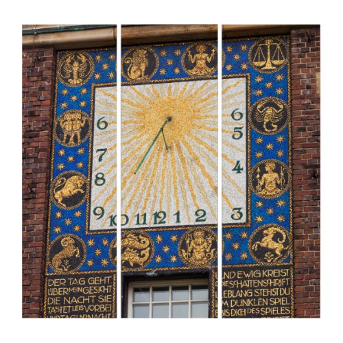 Sundial Clock On Building Germany Triptych
