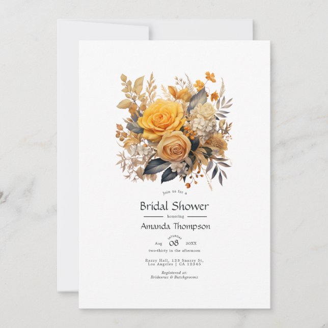 Sundial Floral Bridal Shower Invitation (Front)