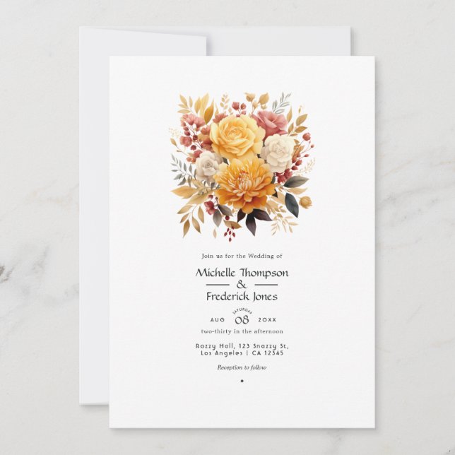 Sundial Floral Wedding Invitation (Front)