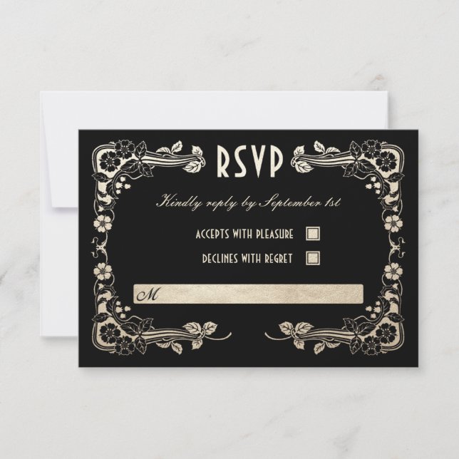 Sundial Garden Wedding RSVP Cards Gold Foil (Front)