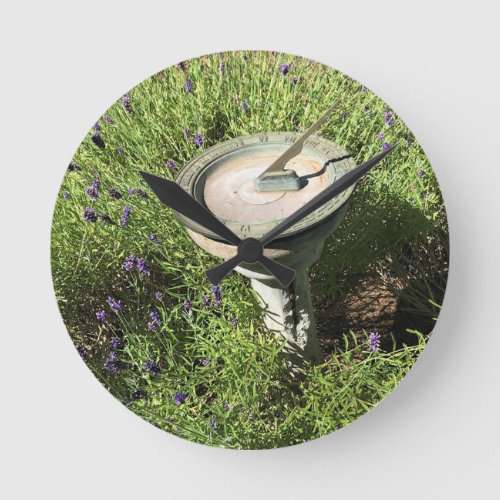 Sundial in Lavender Round Clock