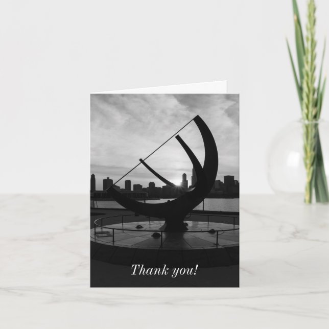 Sundial Sunset Grayscale Thank You Card (Front)
