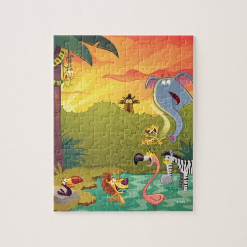 Sundown At The Water Hole Jigsaw Puzzle