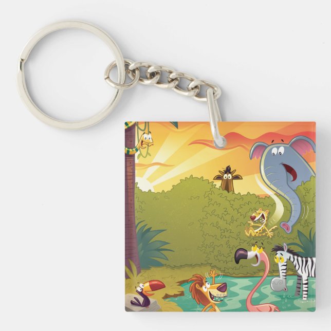 Sundown At The Water Hole Keychain (Front)