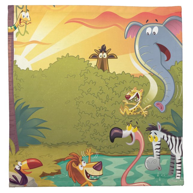 Sundown At The Water Hole Napkin (Front)