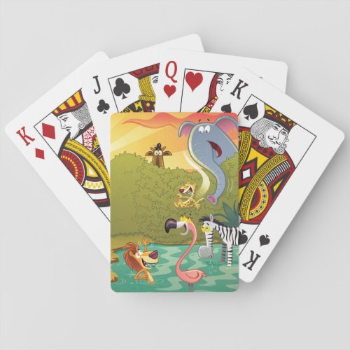 Sundown At The Water Hole Playing Cards