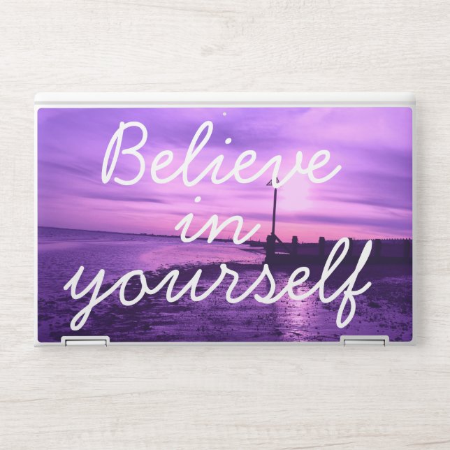 Sundown Electronics | Believe in yourself Purple HP Laptop Skin (Front)