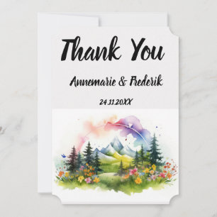 Sundown Mountain Floral Wedding Thank You Card