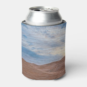 Sundown Over Sand Dunes On Wood Grain Photo  Can Cooler