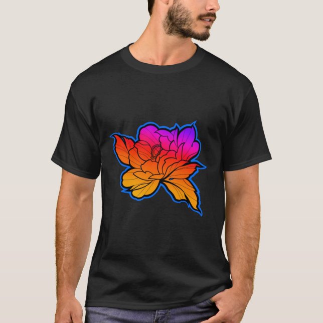 Sundown Peony Flower T-Shirt (Front)