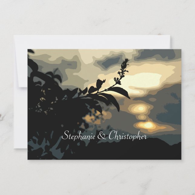 Sundown Silhouette Wedding Custom Invitations (Front)