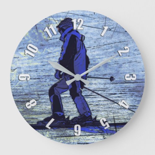 Sundown Skier Large Clock