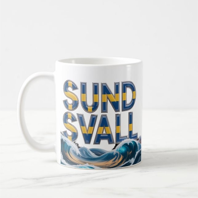 Sundsvall Artistic Ocean Waves Ceramic Mug (Left)