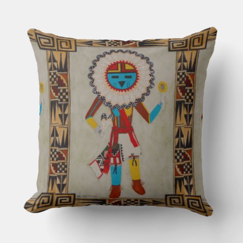 Sunface Kachina  Throw Pillow