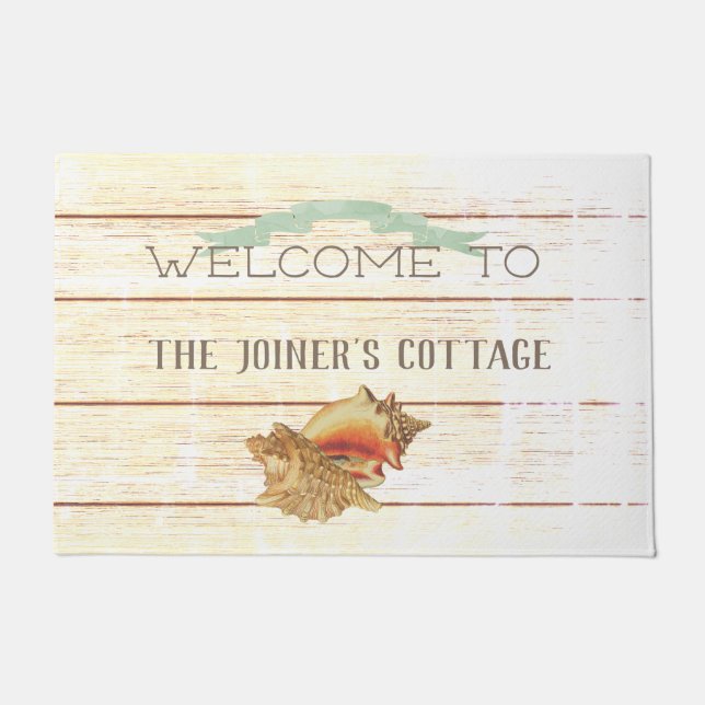 SunFade Rustic Beach Cottage Welcome Doormat (Front)