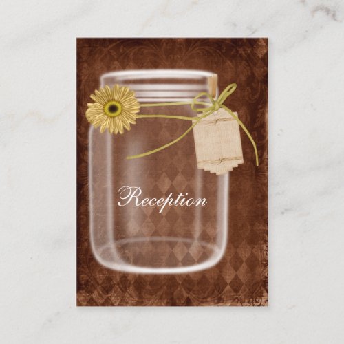 sunflowe rustic mason jar wedding Reception Business Cards