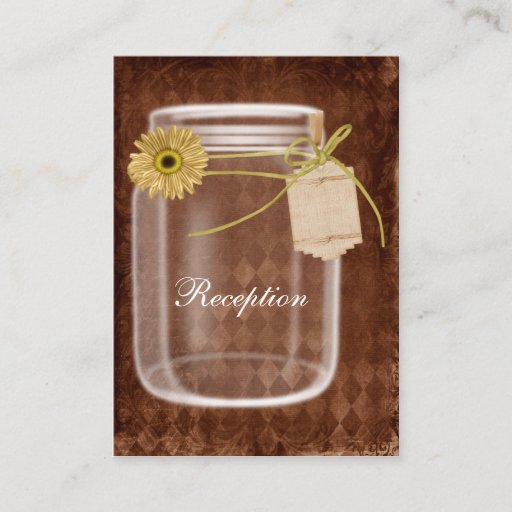 Customizable sunflowe rustic mason jar wedding Reception Business Cards