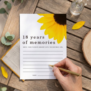 Sunflower 18th Birthday Favorite Memory Game Card