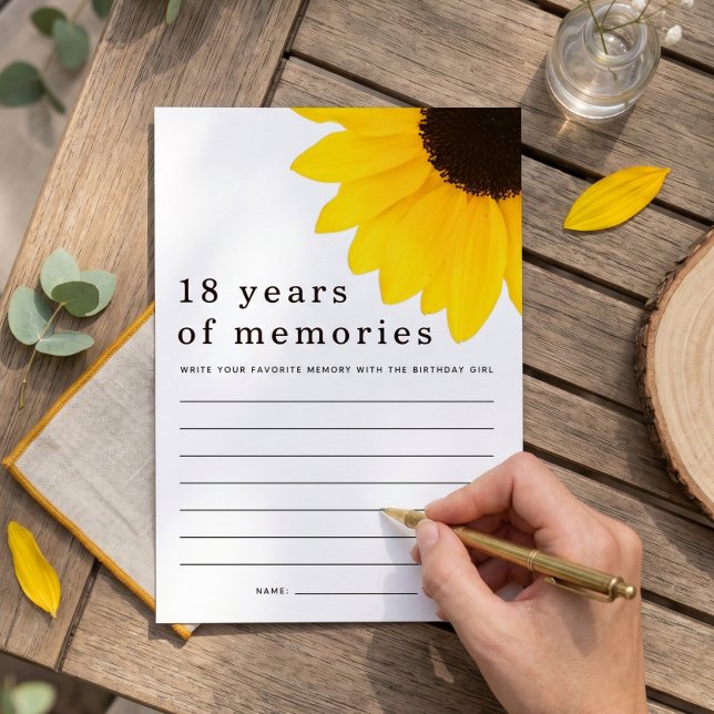  Sunflower 18th Birthday Favorite Memory Game Card (Creator Uploaded)