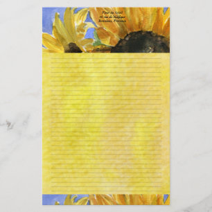 Sunflower 1 Watercolor Personalized Stationary Stationery