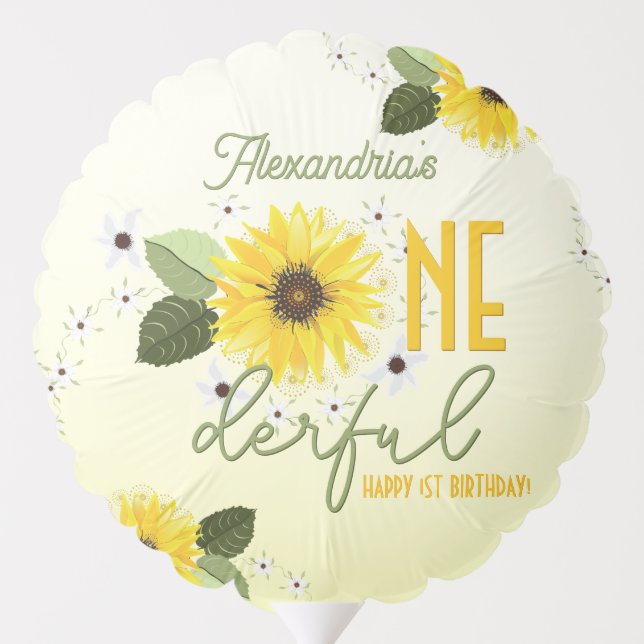 Sunflower 1st birthday balloon (Back)