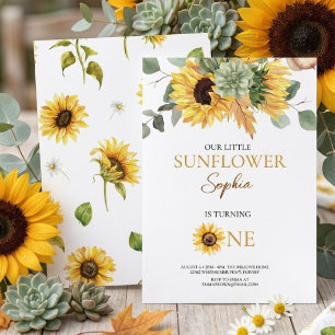 Sunflower 1st Birthday Invite