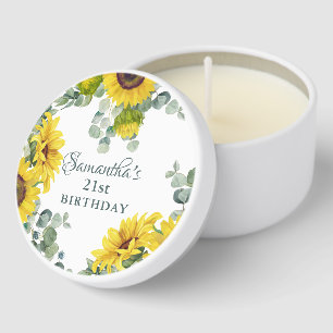 Sunflower 21st Birthday Party Mini Candle Favors