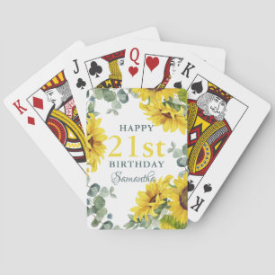 Sunflower 21st Birthday Party Poker Cards