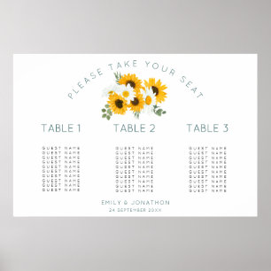Sunflower 30 guests 3 tables seating chart
