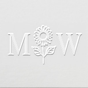 Sunflower #3 Couple Wedding 2 Initial Monogram Embosser