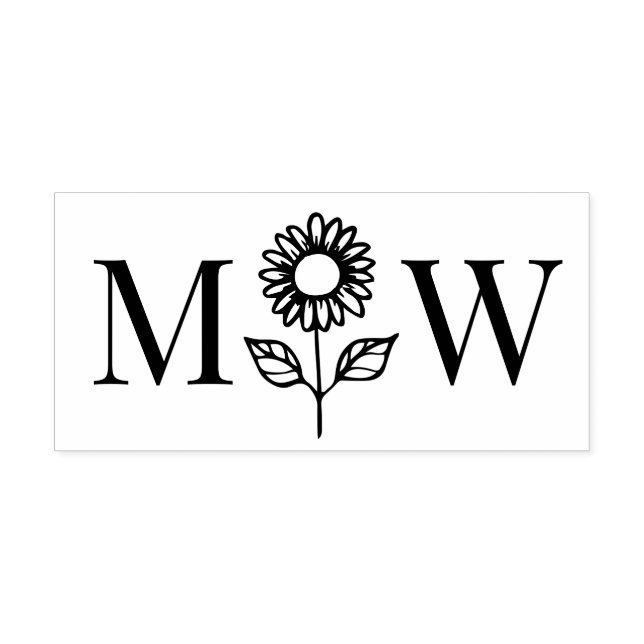 Sunflower #3 Couple Wedding 2 Initial Monogram Self-inking Stamp (Design)