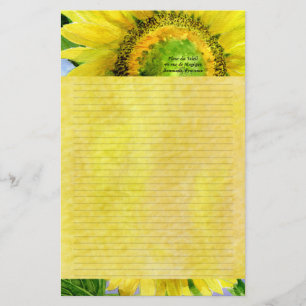 Sunflower 3 Watercolor Personalized Stationary Stationery
