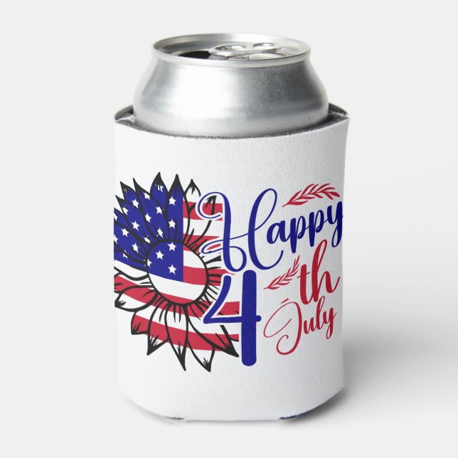 Sunflower 4th of July  Can Cooler (Can Front)