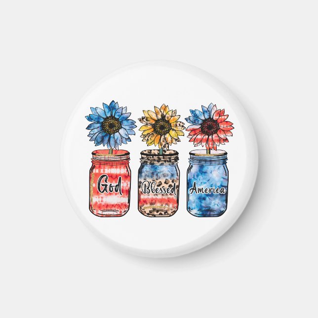 Sunflower 4th of July | God Blessed America Magnet (Front)