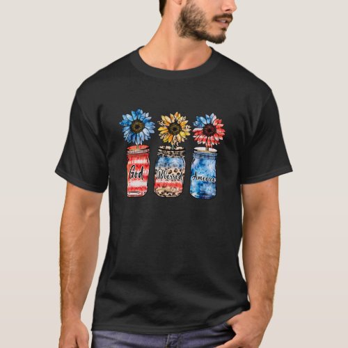 Sunflower 4th of July  God Blessed America T_Shirt