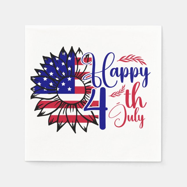 Sunflower 4th of July  Napkins (Front)
