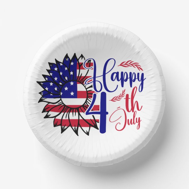 Sunflower 4th of July  Paper Bowls (Front)