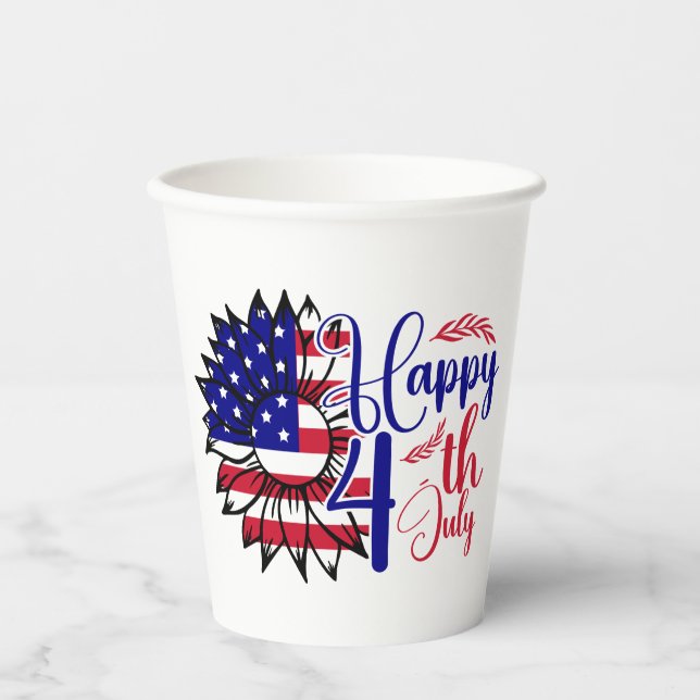 Sunflower 4th of July  Paper Cups (Front)