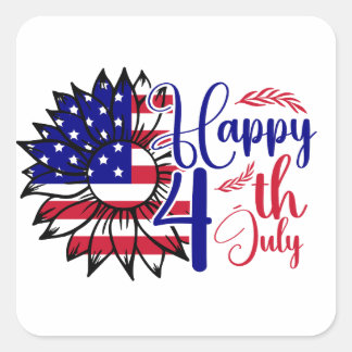 Sunflower 4th of July Square Sticker