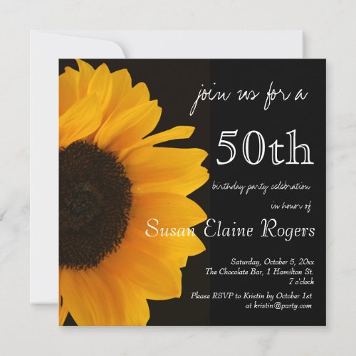 Sunflower 50th Birthday Invitation